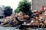 Rubble, Stop Sign, Fillmore Street, Marina district, Loma Prieta Earthquake (1989), detritus, 1980s, DAEV02P07_05