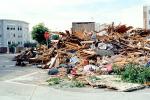 detritus, rubble, Stop Sign, Fillmore Street, Marina district, Loma Prieta Earthquake (1989), 1980s, DAEV02P07_08