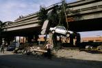 Lifting a Destroyed Car, Cypress Freeway, pancake collapse, Loma Prieta Earthquake, (1989), 1980s, DAEV03P01_14