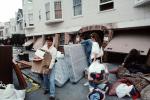 Destroyed Buildings, Clearing Debris, Marina district, mattress, boxes, Loma Prieta Earthquake (1989), 1980s, DAEV03P02_04