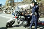 Motorcycle Policeman, Homes, Residential House, Hills, Charred, police, Great Oakland Fire, California, DAFV04P06_09