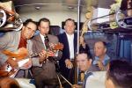 Bamd. String Bass, Guitar, Clarinet, playing in a bus, 1955, 1950s, EMNV01P01_15
