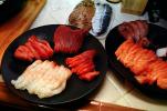 sushi, sashimi, plates, platters, raw, seafood, FDNV02P06_03