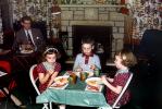 Family Gathering, Children's Table, Chairs, Fireplace, Twins, Thanksgiving Dinner, 1950s, FDNV03P02_14