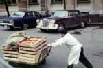 Man, Pushcart, car, vehicle, automobile, October 1969, FPFV01P02_01