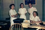 Nurses, cute funny, women, female, uniforms, paperwork, smiles, 1940s, HHAV01P02_18