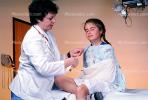 Doctor and Girl Patient, Broken Arm, Arm Sling, Pigtails, Smiles, Female, Woman, HODV01P07_19