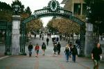 Sather Gate, Sproul Plaza, Landmark, students, walking, arch, UC Berkeley, UCB, KECV03P04_09
