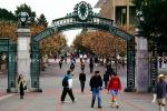 Sather Gate, Sproul Plaza, Landmark, students, walking, arch, UC Berkeley, UCB, KECV03P04_10