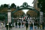 Sather Gate, Sproul Plaza, Landmark, students, walking, arch, UC Berkeley, UCB, KECV03P04_12