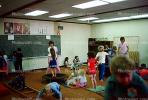 training, instruction, teachers, teaching, classroom, class room, exercising, trampoline, chalkboard, KEDV01P03_17