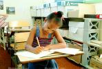 Girl, Desk, Classroom, writing, test, Student, KEDV01P13_14
