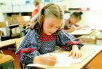 Girl, Desk, Classroom, writing, test, Student, KEDV01P14_07