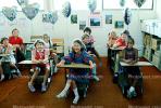 Students in a classroom, desks, class, girls, boys, smiles, smiling, KEDV02P12_06