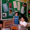 Girls, desk, smiles, Classroom, 1960s, KEDV04P06_04