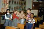 Multi-Ethnic, Boys, Girls, Dress, Female, Male, Diversity, Pail, Classroom, 1950s, KEDV05P05_18