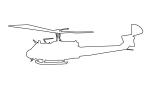 Bell UH-1 outline, line drawing, MYAV05P05_11O