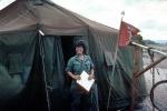Tent, Woman, Smiles, 41st Cavalry, MYAV06P13_06