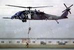 Sikorsky SH-60 Blackhawk, Soldiers hanging on, Moffett Field, airborne, flight, flying, USAF, MYFV15P01_01B