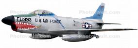 F-86 Sabre, North American, Transonic Jet Fighter, Aviation, Aircraft, Airplane, swept wing, Plane, single-engine, single-seat, Sabrejet, low-wing, turbojet, FU-993, F-86D Sabre Dog, photo-object, object, cut-out, cutout, MYFV15P12_12BF