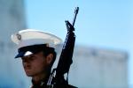 Marine Color Guard, Uniform Blues, Attention, Honor Guard, Dress, Dressy, Formal, Rifle, Point Reyes Station, Marin County California, MYMV01P01_01