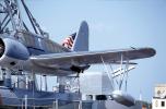 Vought OS2U-3 Kingfisher floatplane, USS North Carolina (BB-55) Battleship, Cape Fear River, Riverfront, Wilmington, North Carolina, MYNV15P07_02