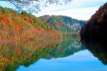 Reflecting Lake, Woodland, Forest, Trees, Hill, autumn, water, deciduous, Equanimity, NORV01P02_19.1260