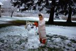 Little Girl and her Snowman, Winter, 1950s, PCSV01P04_17