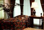 Bed, Sheet, Curtains, Lamp, Palm Tree, Night Table, PDBV01P09_07