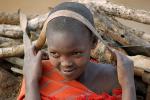 girl, headband, Child-Labor, Firewood, deforestation, desertification, Maasai village, Tanzania, PDCD01_005
