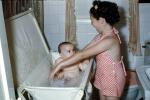 baby, tub, bathwater, girl, retro, toddler, 1960s, PDRV01P15_02