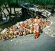 Girl, Ornate Pots, Roadside Vendor, entrepanuer, 1960s, PDVV02P08_17