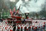 Flags, Steam Engine, Train, People Crowds, Macy's Thanksgiving Day Parade, autumn, PFPV01P14_10B
