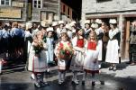 Girls, Uniform, Flowers, Corpus Cristi Day, Zermatt, Switzerland, 1960s, PFPV06P10_13