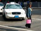 Crosswalk, Taxi Cab, Ford, Woman, Pink Purse, PFSD01_039