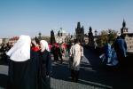 Nuns, Crowds of People Walking, Saint Charles Bridge, Prague, PFSV04P02_16