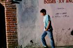 boy, walking, brick, jeans, t-shirt, Morelos, Mexico, PFSV05P11_07