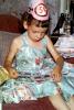 5 year old Birthday Girl with Presents, Hat, Sofa, 1950s, PHBV03P12_19B