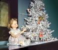 Frosted Christmas Tree, pink dress, decorations, girl doll, shoes, 1940s, PHCV01P07_19