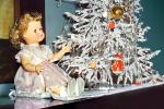 Frosted Christmas Tree, pink dress, decorations, girl doll, shoes, 1940s, PHCV01P07_19B