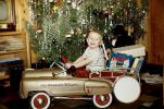Boy, Pedal Car, 741 Station Wagon, firetruck, smiles, 1950s, PHCV02P14_11