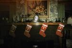 Mantle, Clock, stockings, fireplace, 1950s, PHCV04P04_19