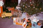 Tree, Presents, Gifts, Decorations, Ornaments, tonka toy, dump truck, 1960s, diesel, PHCV04P05_15