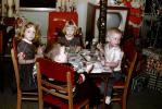 Children at the kids table, boy, girls, television, 1950s, PHCV05P06_12