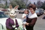 Rabbits, Bunny, Eggs, Girl, Woman, toddler, cars, April 1966, 1960s, PHEV01P02_15
