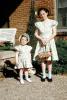 Sisters, Girls, Dress, Shoes, Bonnet, Hat, Eggs, Basket, March 1951, 1950s, PHEV01P07_18