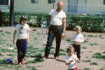 Father, Children, Backyard, Girls, 1950s, PLGV03P13_11B