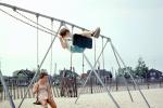 Girl, Swing Set, Swinging, July 1956, 1950s, PLGV03P13_14
