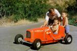Red Race Car, Pedal car, Boys, Driving, Father, Son, Race Car, Russell Johnson Auto Painting, Hollywood California, 1950s, PLGV03P14_09