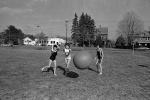 Teen Girls playing wit a big rubber ball, 1960s, PLGV04P01_15